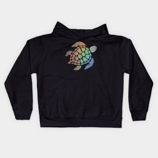 Holographic Rainbow Ombre Faux Glitter Turtle Kids Hoodie